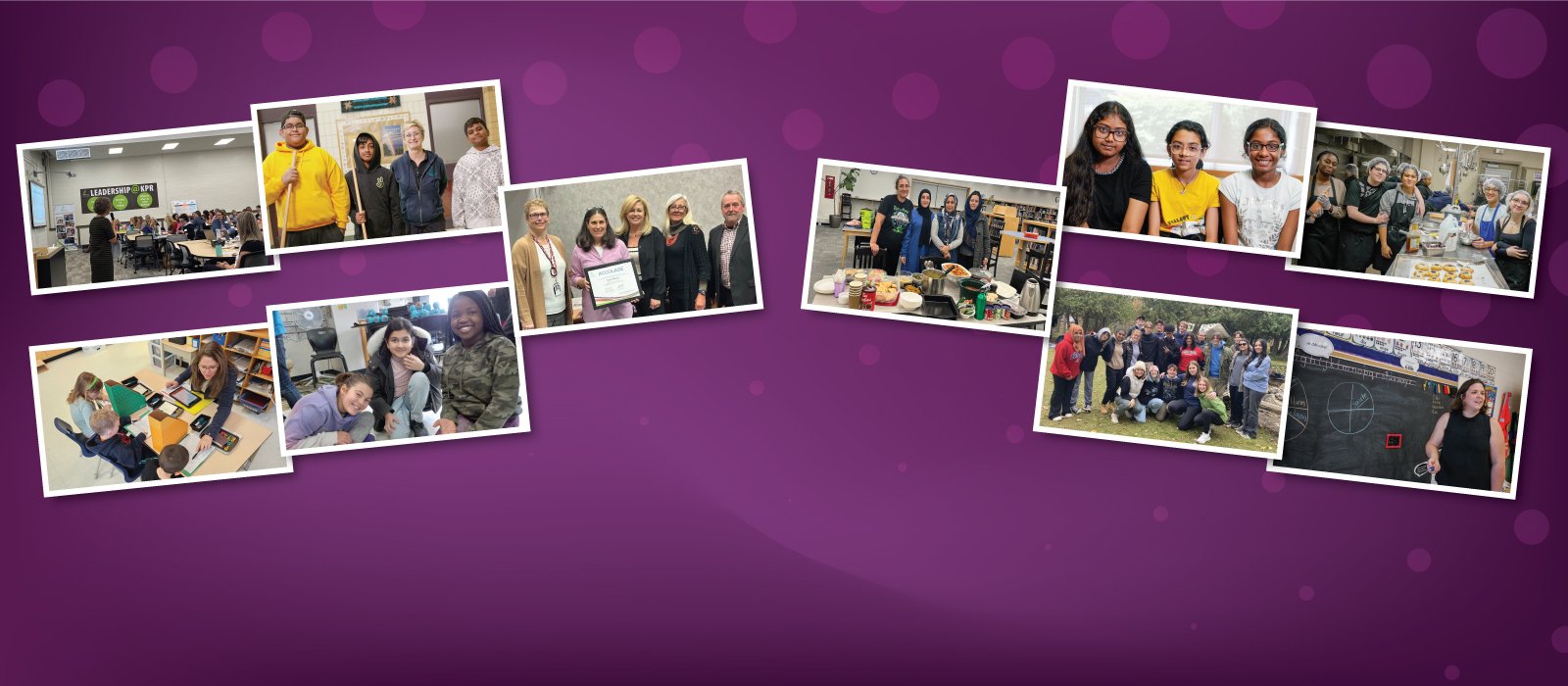 Collage of Director's report pictures on purple background